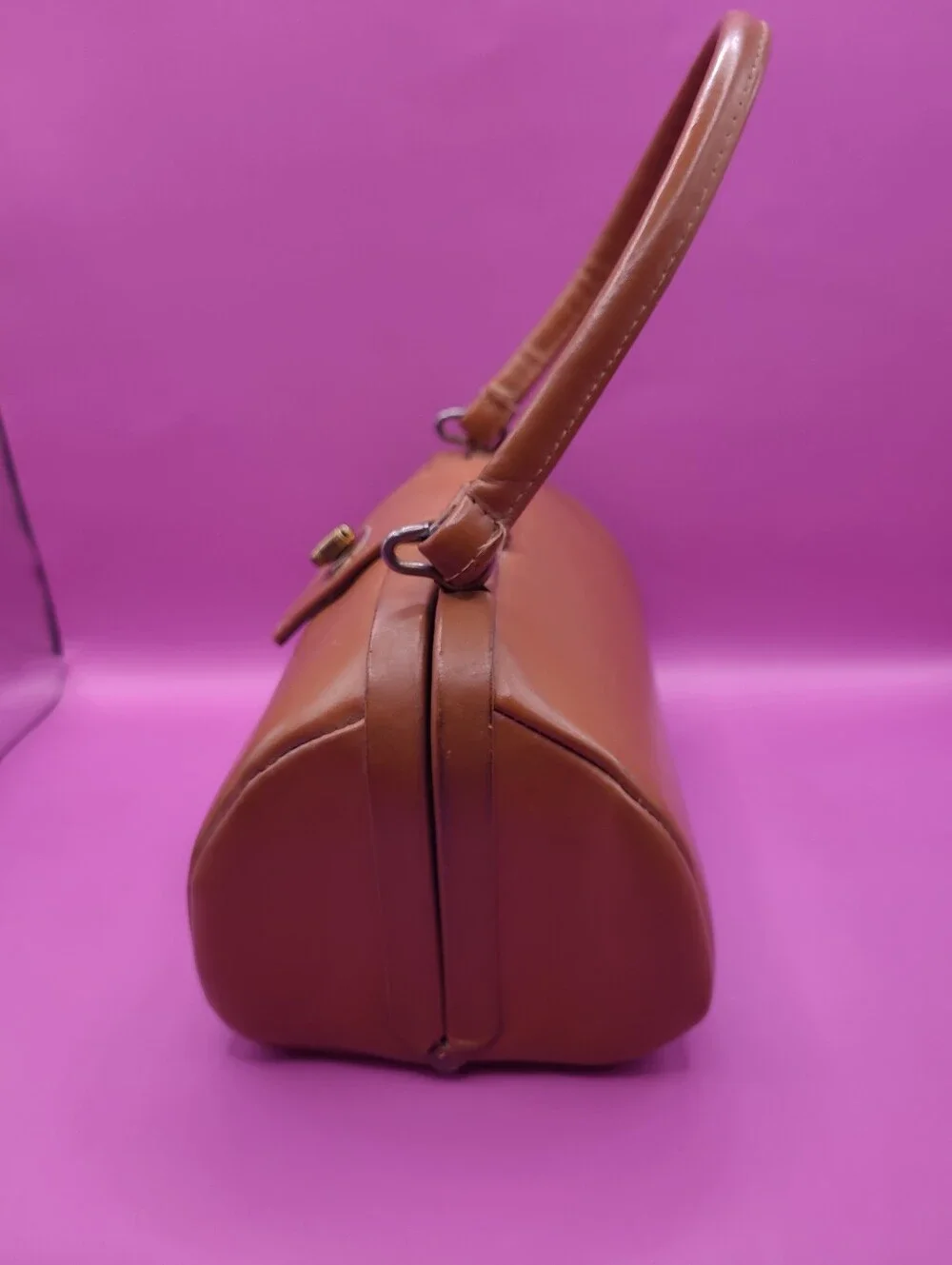 Vintage Cognac Leather Structured Doctor Bag with Gold‎ Hardware MARLOW